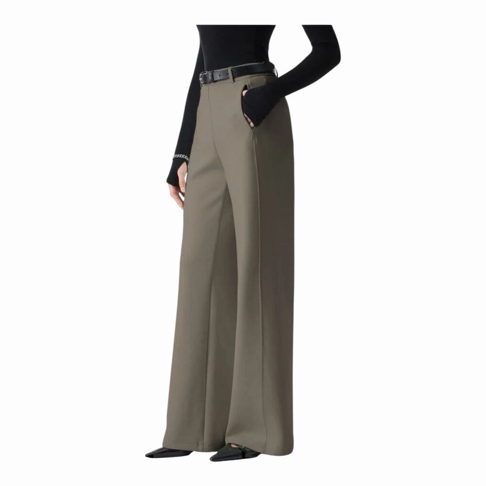 OGL Wide Leg Pull On Pants Deep Dry Olive High Rise Stretch Cotton NWT Small